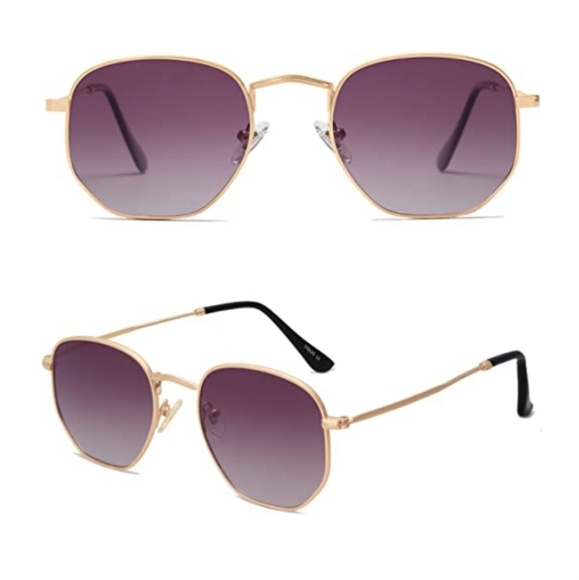 Purple Hexagonal Polarized Sunglasses for Men and Women - Picture 2 of 4